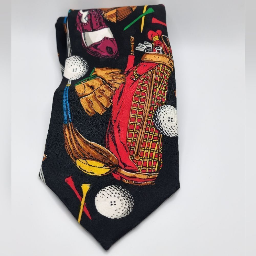 Addiction Vintage Silk Golf Theme Tie